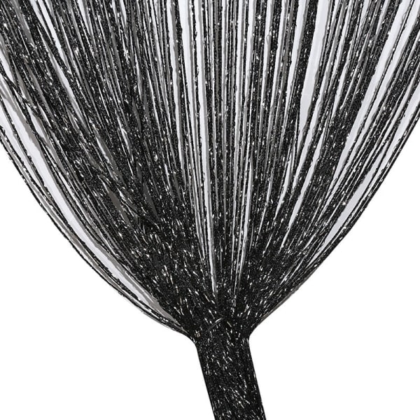 Riippuverho hopeisella silkki oviverholla, vilkkuva köysiverho 1M*2M - Perfet black