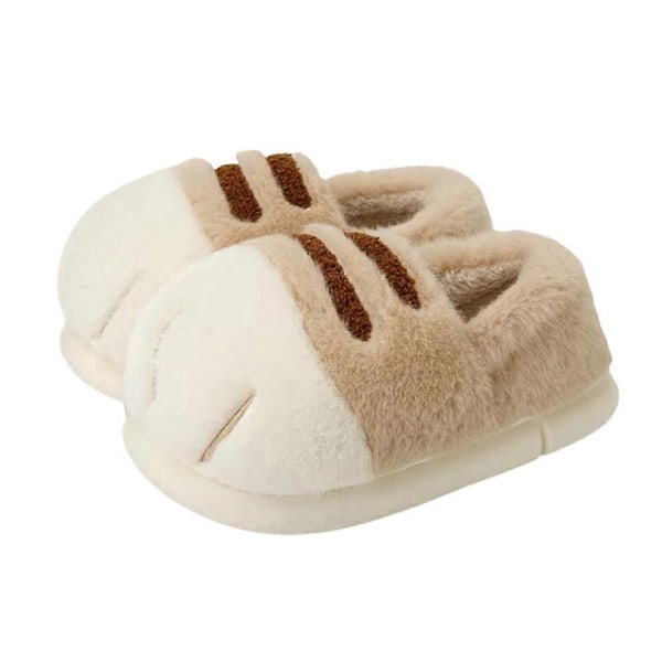 Kattepoter-Tøfler, Dametøfler med 3D Kattepoter - Perfekt khaki 37 to 38