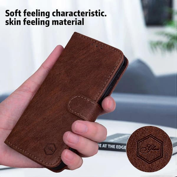 Kompatibel med iPhone 16 Deksel Solid Farge Lær Sammenleggbart Stativ Lommebok Lær Telefondeksel - Brun - Perfekt Brown