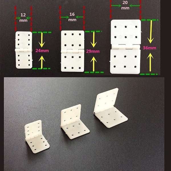 20 stk/parti Nylon & Pin Hængsel 20x36mm 16x29mm 12x24mm til Rc flydele Modeludskiftning - Perfet 12x24mm