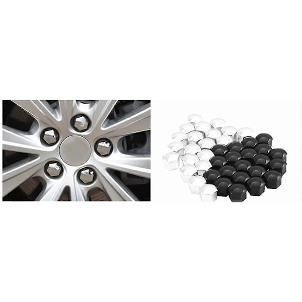 17 19 21MM biltillbehör hjulskydd skruvskydd mutter dammtät Kompatibel med Volvo V60 S60 XC60 XC40 360c V90 V40-Perfet 17mm-Silver-20pcs