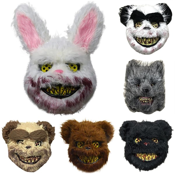 Halloween udstoppede dyr Horror Mask Cosplay Festdekoration - Perfet Yellow Bear