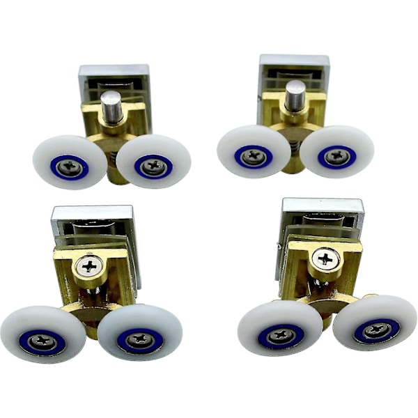 4 kpl suihkuoven pyörät - Suihkupyörät - Liukukiskot - Messinkitukivarsi halkaisijaltaan 25 mm pyörillä suihkuseinään, suihkuhuoneeseen- Perfet