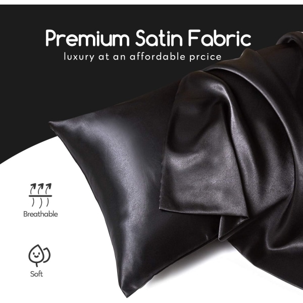 Silke Satin Pudebetræk 2-pak (uden fyldstof) - Perfet Black 50X75cm