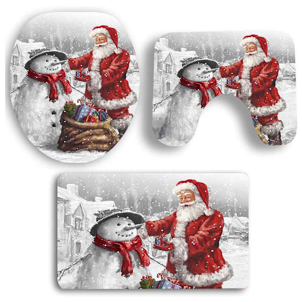 Santa Claus Snögubbe Ren Toalettsits cover Set