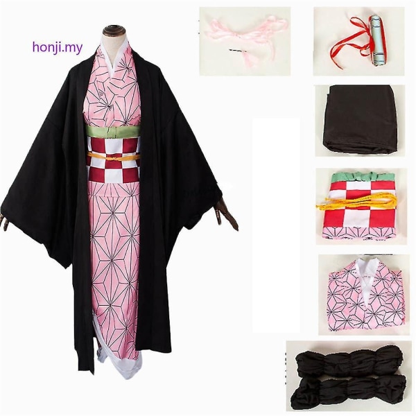 Anime Demon Slayer Kimetsu No Yaiba Zenitsu Giyu Tanjirou Kamado Nezuko Cosplay Dam arn Herr Kimono - Perfet B