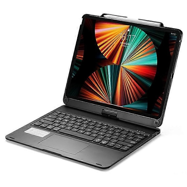 Kompatibel med iPad Air 13 (2024) / iPad Pro 12.9 (2022) / (2021) / (2020) / (2018) Trackpad Bakgrunnsbelyst Tastatur med Tablet Case-Perfet Black