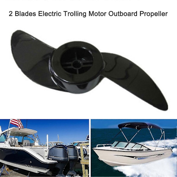 Sort 2-bladet bådpropel påhængsmotor propel elektrisk trollingmotor påhængsmotor propel kompatibel med 32lb 46lb 40lb-Perfet