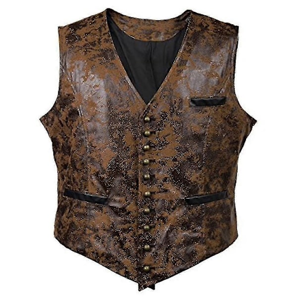 Mænds Solid Velvet Kunstlæder Vest - Perfet brown L