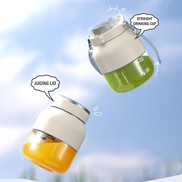 Bärbar juicekopp med två lock och USB blender för utomhusbruk Green