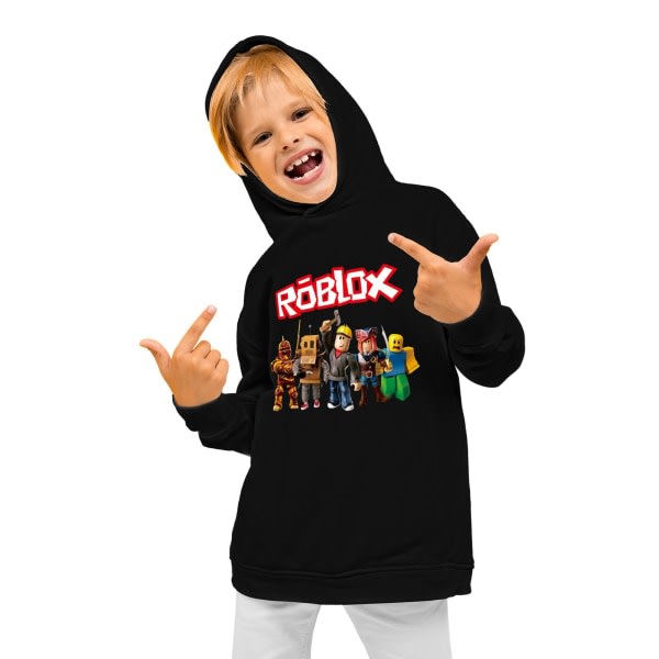 Roblox hættetrøje til børn Overtøj Pullover Sweatshirt sort black 120cm
