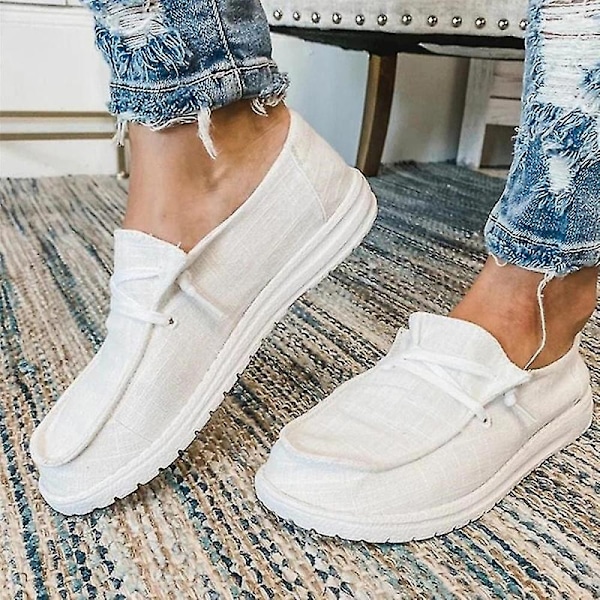 Damskor Pumps Ballerina Båtskor Slip On Casual Loafers AMS-Perfet White 36