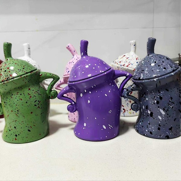 Krukke med Attitude, Stor Keramikkrukke med Låg, Sød Kreativ Madopbevaringskrukke med Lufttæt Lukning til Kaffe, Te, Sukker og Krydderier - Perfekt Multicolor