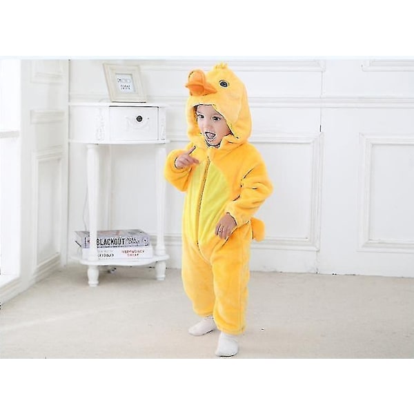 Unisex Baby Animal Costume Vinter Höst Flanell Huva Cosplay Overall-Perfekt Duck 100