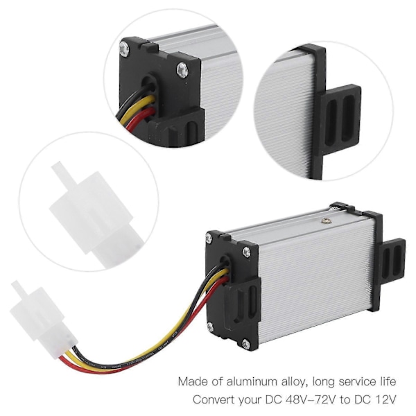 48V/72V till 12V/10A DC Spänningsomvandlare Adapter Modul Kompatibel med Elfordonsdelar-Perfet