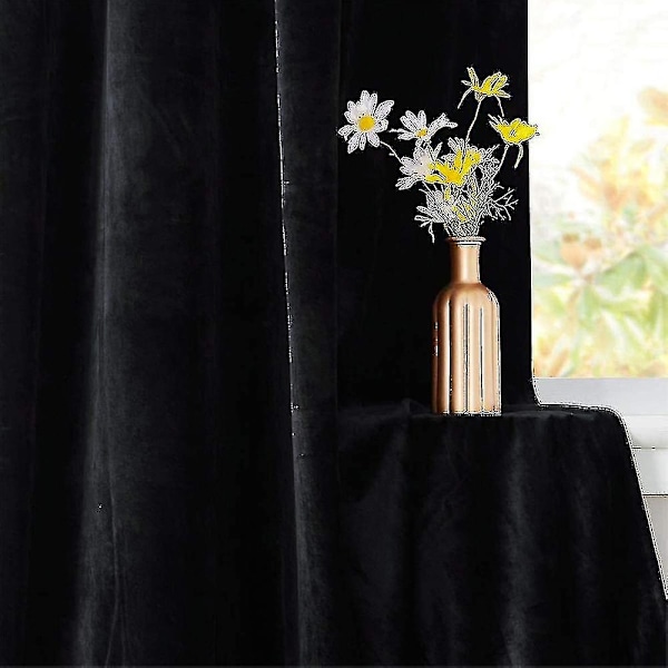Luksuriøse termisk isolerte gardiner, tykke solide stuegardiner - Perfekt blendingsgardin Black W 59x H 71 150cm*180cm