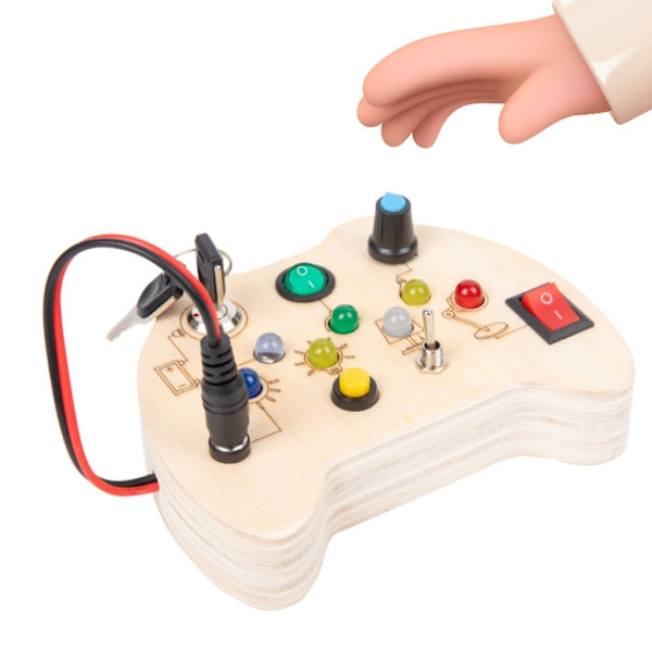 Elektronisk BusyBoard Toddler LED-lys BusyBoard Træ Fysisk uddannelse Legetøj Plade omskifter Montessori Busy Cube - Perfet