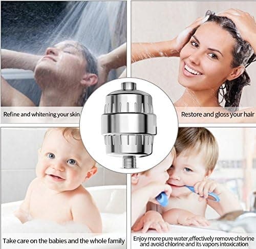 Trinbruserfilter til brusehovedfilter med hårdt vand med 2 udskiftelige patroner-WELLNGS