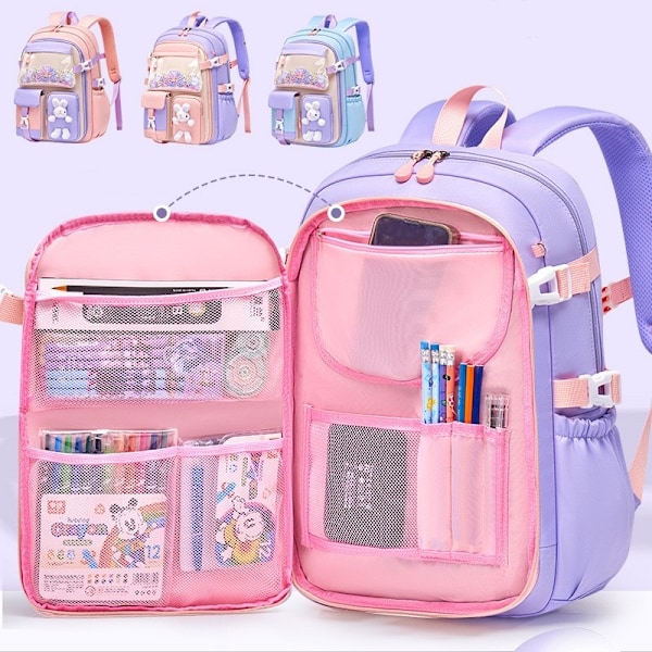 Rygsæk til folkeskoleelever, pigerygsæk, letvægts børnerygsæk, sød vandtæt rygsæk - Perfet Pink large