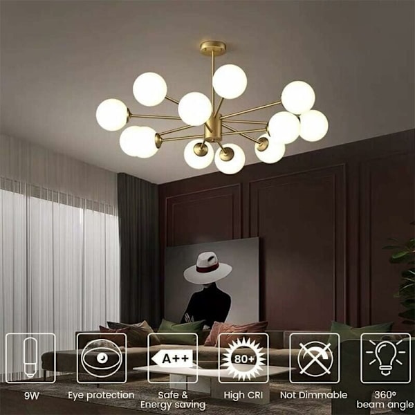 6 kpl E14 LED-lamppuja 9W halogeenilampun vastaavuus 75W, lämmin valkoinen valo 3000K ei-himmennettävä 360° valokeila sopii liesituulettimeen keittiölamppuun - Perfet