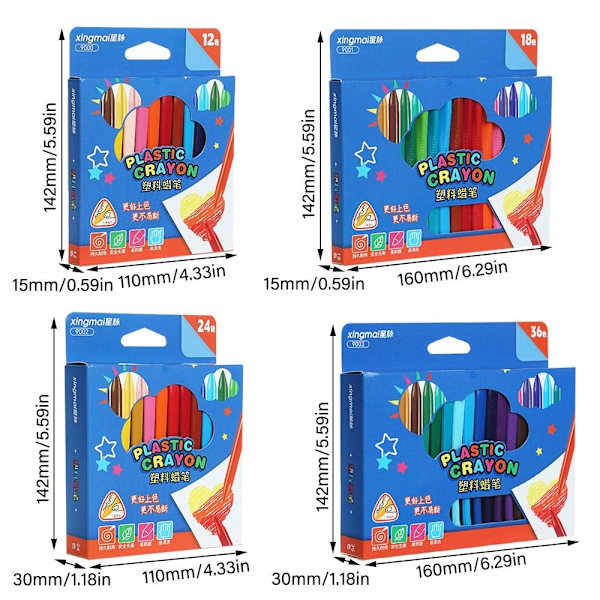 12/18/24/36 Farger kritt Ikke bli skitne 12 FARGER 12 FARGER- Perfet 12 Colors