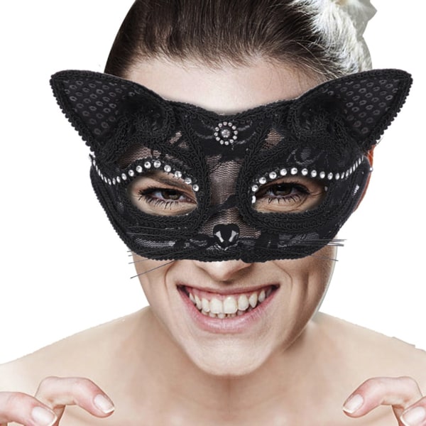 Sexy Cat Half Mask Miljøvennlig Halloween Cosplay Rekvisitter Animal Themed Club P - Perfet White