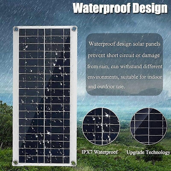 300W 12V Solpanel, Solpanel Kit, Batterilader Kit med 60A Solladeregulering til Campingvogn, Yacht, Udendørs, Have, Belysning - Perfet