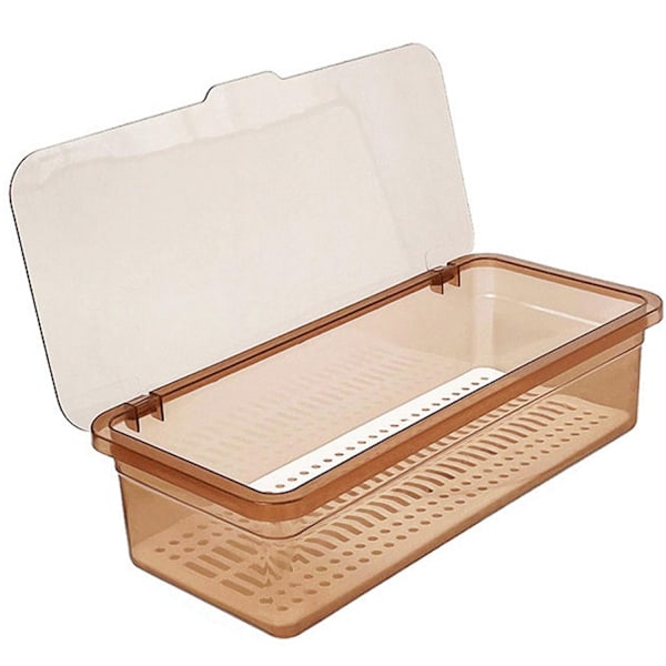 Läpinäkyvä Cutlery Tray - pölytiivis ruokailuvälineiden säilytyslaatikko - Perfet Tea Brown