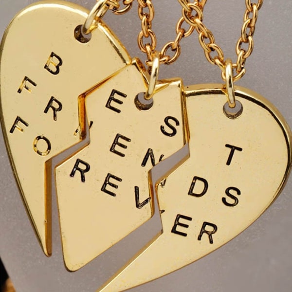 Muodikas 3-osainen Broken Heart -riipuskaulakoru - täydellinen Gold