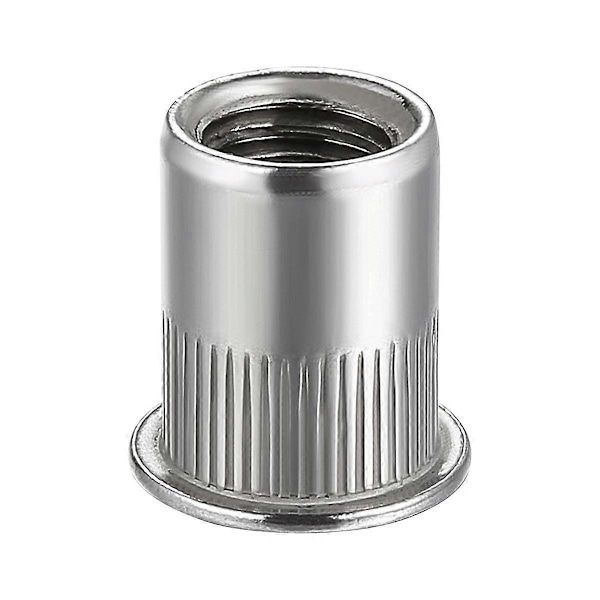 Mutter 100 stk. 1/4In-20UNC Rustfritt stål 304 Finish Flat Head Rivnut Gjenget Innsettingsmutter Riflet Kropp-Perfekt