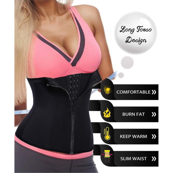 Clip&1 Zip 6 Teräsluullinen waist trainer Urheiluharjoittelu Body Shaper Tummy Control - Perfet Black M