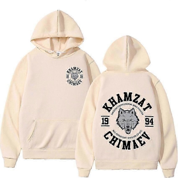 Khamzat Chimaev Fighter Print Hættetrøjer Streetwear Herre Dame Tøj Mode Sweatshirts Fleece Langærmet Pullovers Hættetrøje Y2K-Perfekt Khaki XL