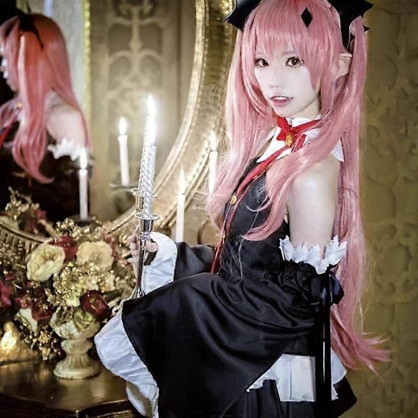 Seraph Of The End Owari No Seraph Krul Tepes Cosplay Kostym Uniform Peruk Cosplay Anime Häxa Vampyr Halloween Kostym för Kvinnor-Perfekt full set 2 with Wigs L