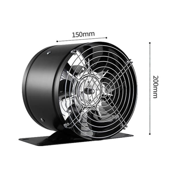 Köksfläkt med Bas Stark Vind Solid Metall Utsugsfläktar för Hem Kök Restauranger-Perfet Black 8 inch