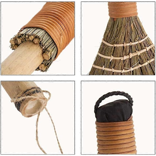 Traditionell Liten Hushållsborste, Halm Bambu Rotting Miscanthus Flätad Ingen Statisk Elektricitet-Perfekt