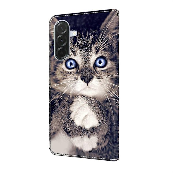 Kompatibelt med Samsung Galaxy A56 5G Läderfodral Mönstertryck Plånboksställ Flip Telefonfodral - Perfet Hand-holding Cat