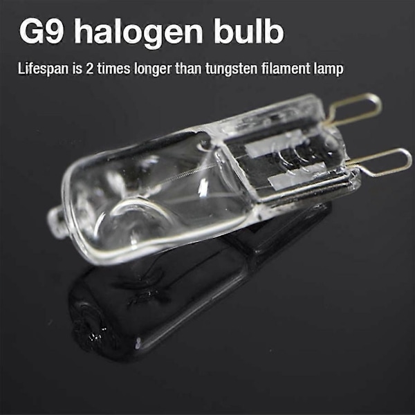 Pakke med G9 Ovnlys Høy Temperaturbestandig Holdbar Halogenpære Egnet for Kjøleskap Ovn Vifte 40W 500 Pin Pære 230V-Perfekt