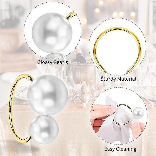 20-pack Pärl Servett Ringar Set Guld Servett Spännen Metall Semester Servett Ringar Hållare Servett Buck-Perfet