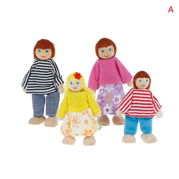 Dukkehus familie dukker små træ legetøj sæt figurer klædt cha - Perfet A