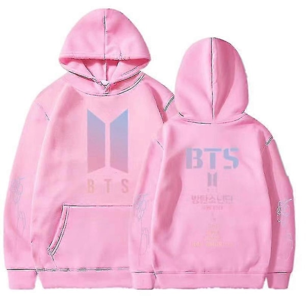 BTS Unisex Huvtröja med Huva Casual Hoodie Cosplay Jacka Topp V-Perfet pink L