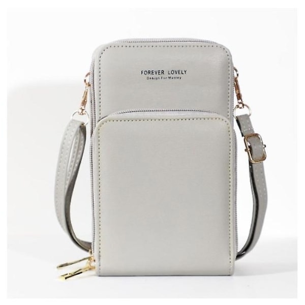 Veske Mykt Pu-skinn Kvinner Rfid Blocking Small Crossbody-vesker Mobilveske Innebygd lommebok Skulderveske - Perfet Gray