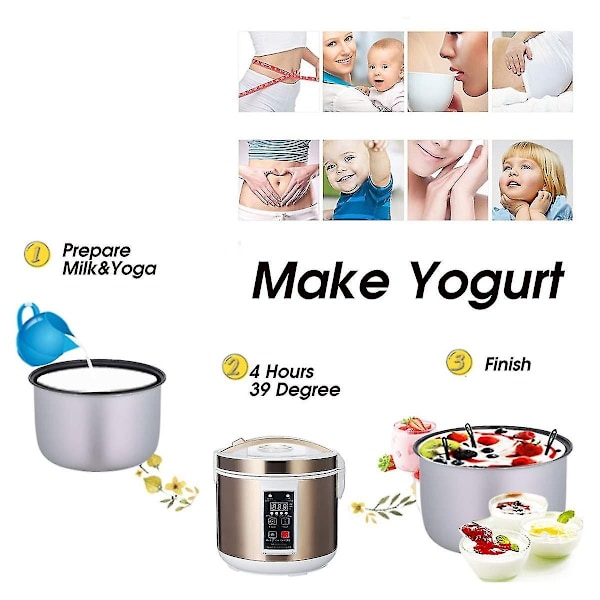 6L 220V Fuldautomatisk Sort Hvidløgsgæringstank Yoghurtmaskine Intelligent Styring DIY Kogegryde Hvidløgsgæringstank - Perfet