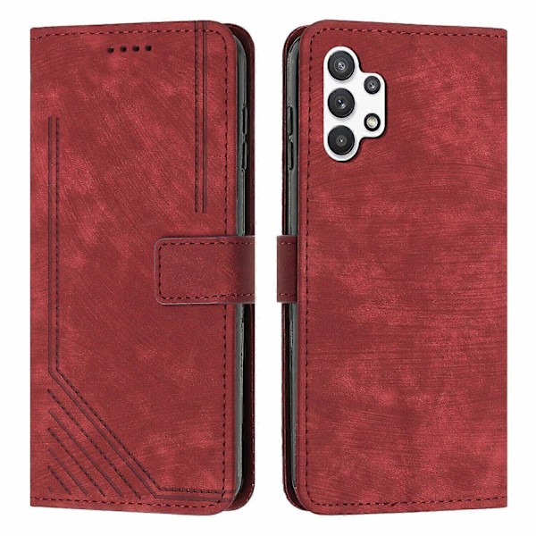 Etui Kompatibelt med Samsung Galaxy A32 5G Magnetisk Stænk- og Ridsesikkert Læder Flip Cover Kompatibelt med Samsung Galaxy A32 5G Etui - Perfekt Red