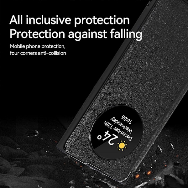 Fodral för Samsung Galaxy S24, Smart Sleep/Wake Up Funktion Visningsfönster Premium Läder Flipfodral med Kortplats, Ställ Trådlös Laddning-Perfekt red S24 plus