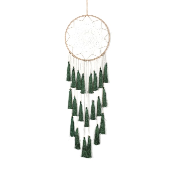 Drömfångare Hamparep Lång tofs Bohemian Hanging Craft - Perfet green