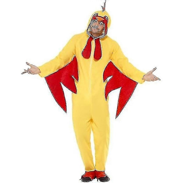 Mænds Kylling Kostume, Gul Fjerkræ Halloween Jumpsuit-Perfet S