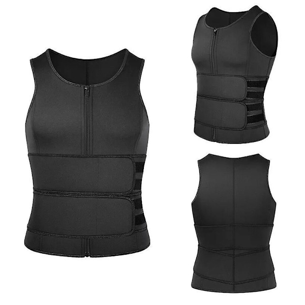 Herre Body Shaping Bælte Træner Sauna Vest Dobbelt Bælte Mave Slankende Svedabsorberende Vest Fitness Bælte-Perfet L