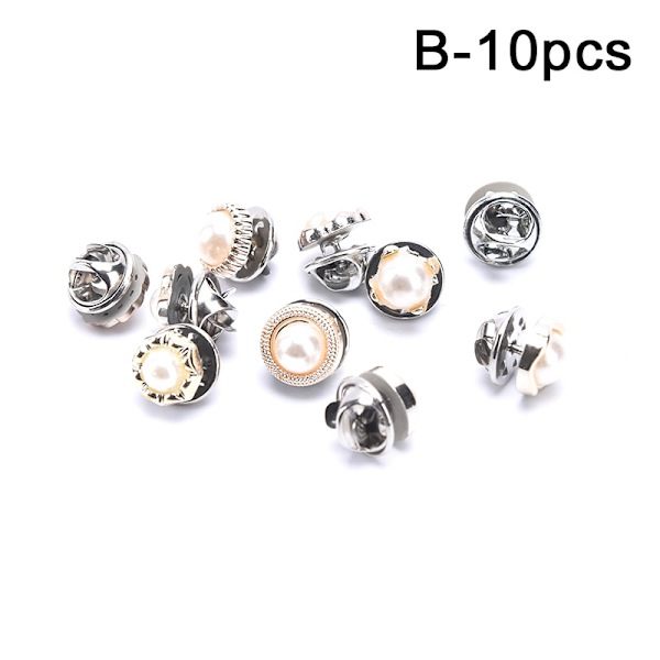 10 STK Kvinder Pearl Broche Pin Set Knap Sjal Skjorte Tilbehør - Perfet B-10pcs