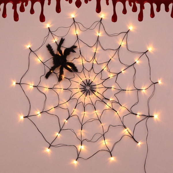 Halloween LED Spider Web String Light med fjärrkontroll 8 lägen Net Mesh Atmosfärslampa Utomhus Inomhus Festdekoration - Perfet null - USB models