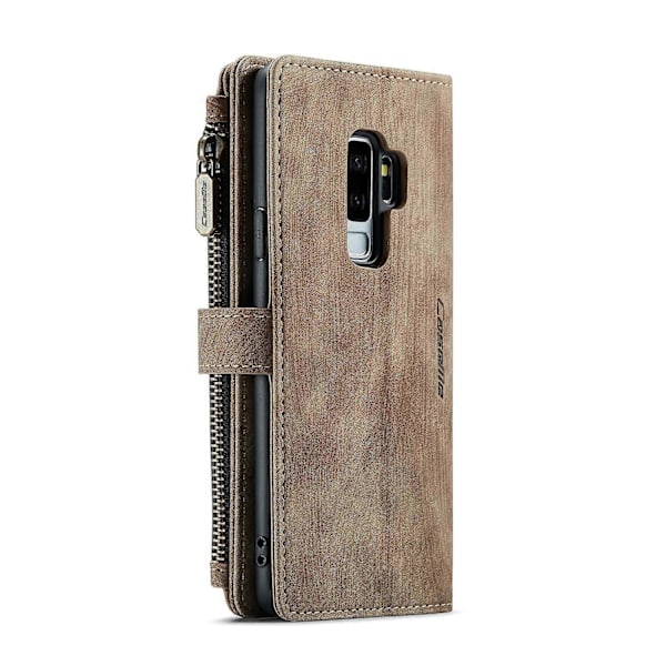 Kompatibel med Samsung Galaxy S9+ CaseMe-C30 PU + TPU Multifunktionelt Horisontalt Flip Læder Etui med Holder & Kort Slot & Wallet - Perfekt Brown